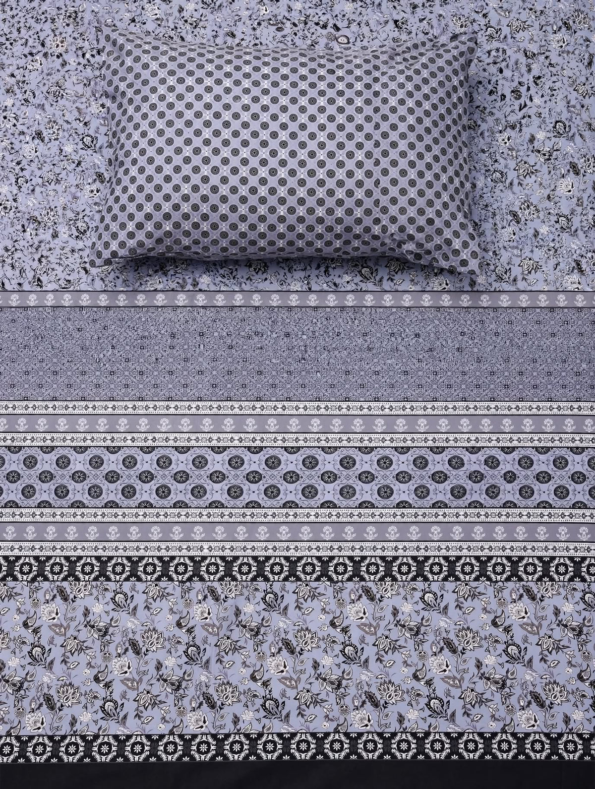 Ash Blue Heritage - Traditional Panel Bedsheet Set
