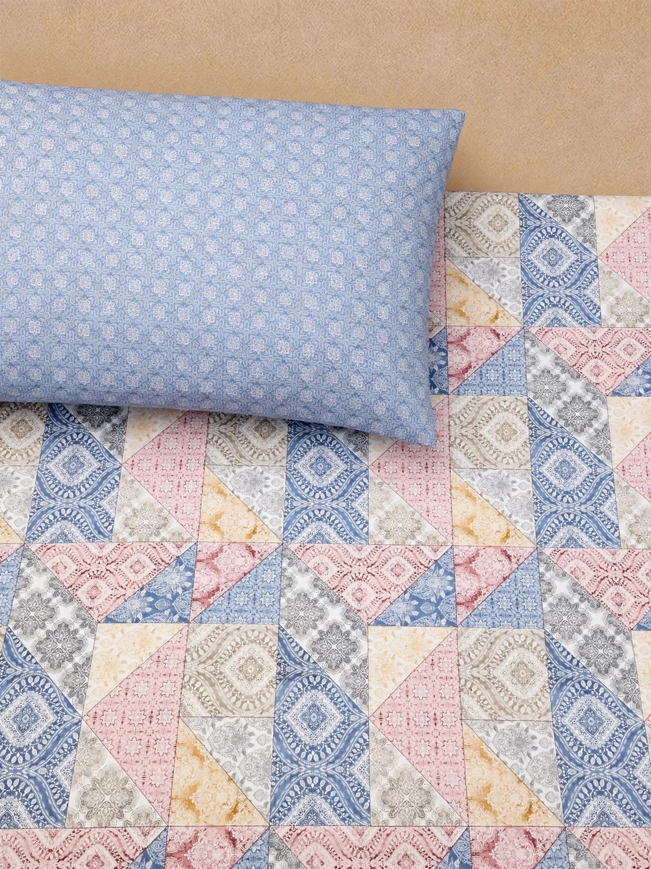 Pastel Prism - Boho Patchwork Diamond Bedsheet
