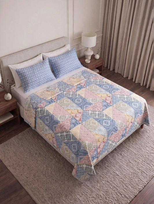 Pastel Prism - Boho Patchwork Diamond Bedsheet