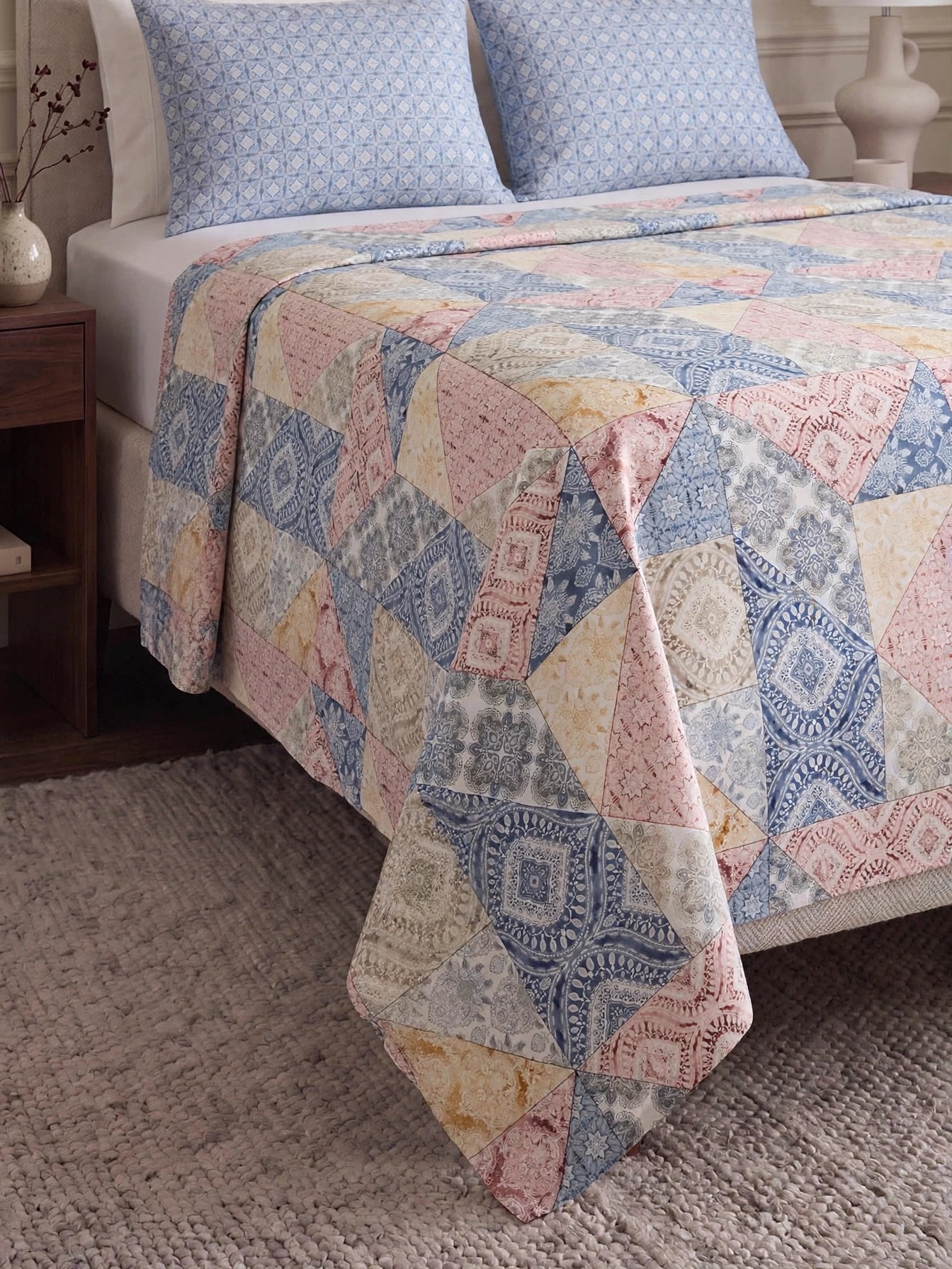Pastel Prism - Boho Patchwork Diamond Bedsheet