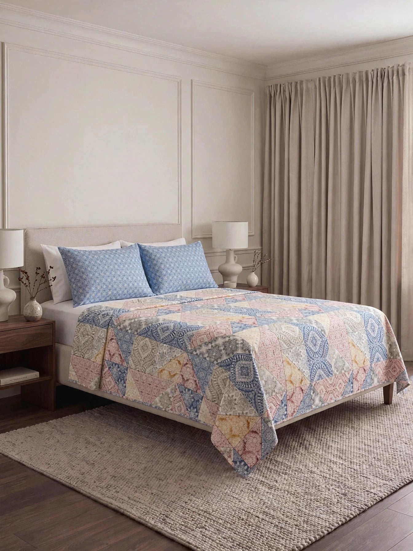 Pastel Prism - Boho Patchwork Diamond Bedsheet