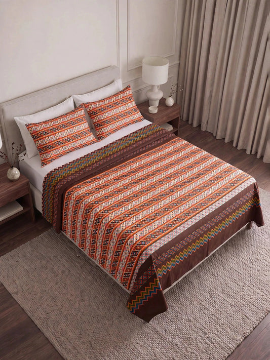 Desert Trail - Rustic Orange Tribal Aztec Bedsheet