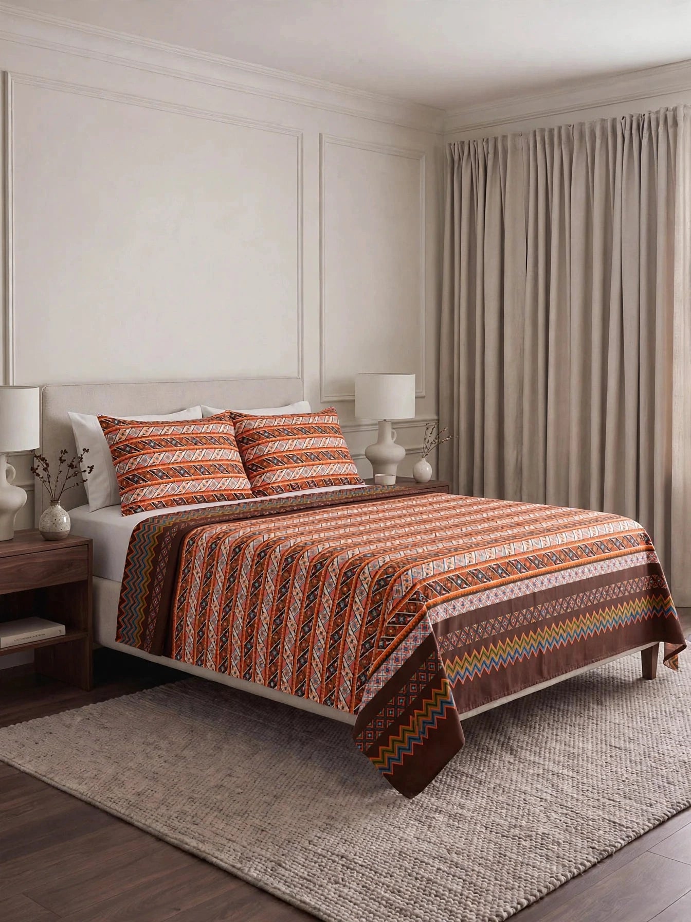 Desert Trail - Rustic Orange Tribal Aztec Bedsheet